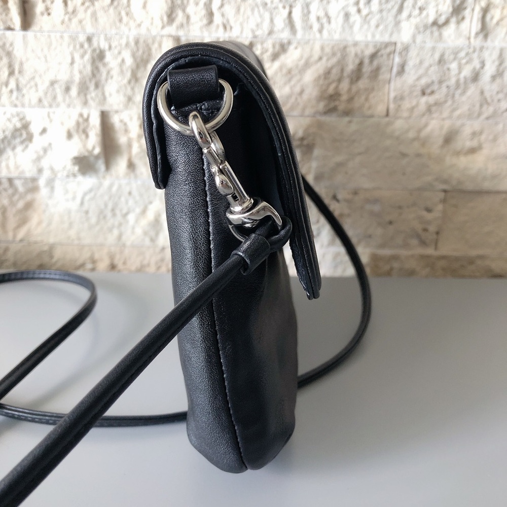 Coach black leather crossbody bag purse silver hardware wallet women’s - Picture 17 of 17